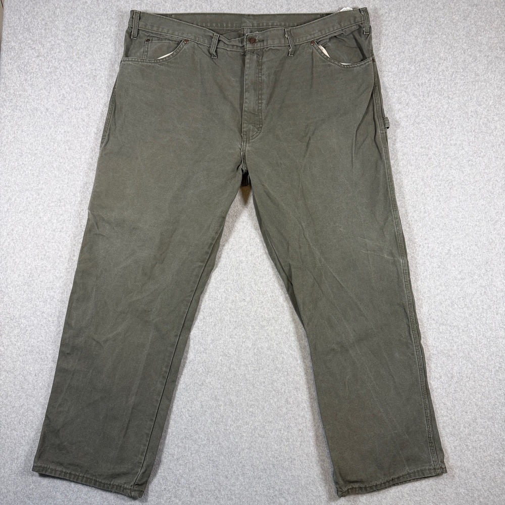 Dickies Carpenter Pants Mens 44x30 Olive Green Relaxed Canvas Utility Gorpcore - Picture 2 of 11